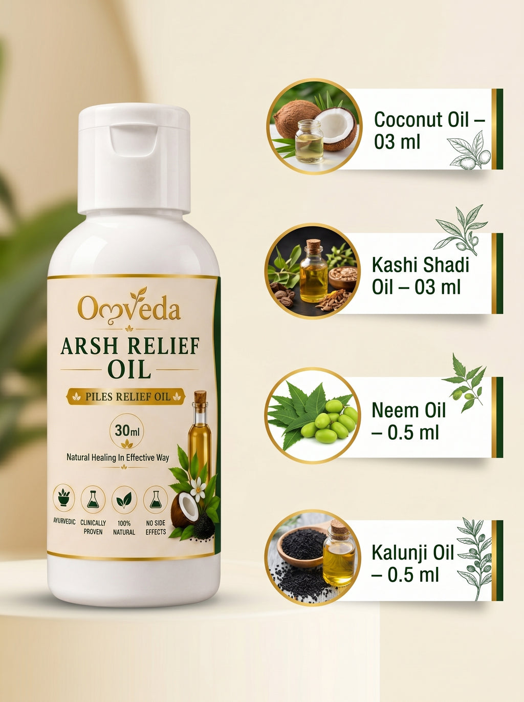 Omveda Arsh Relief Oil – Ayurvedic Care for Piles & Anal Discomfort (30ml)