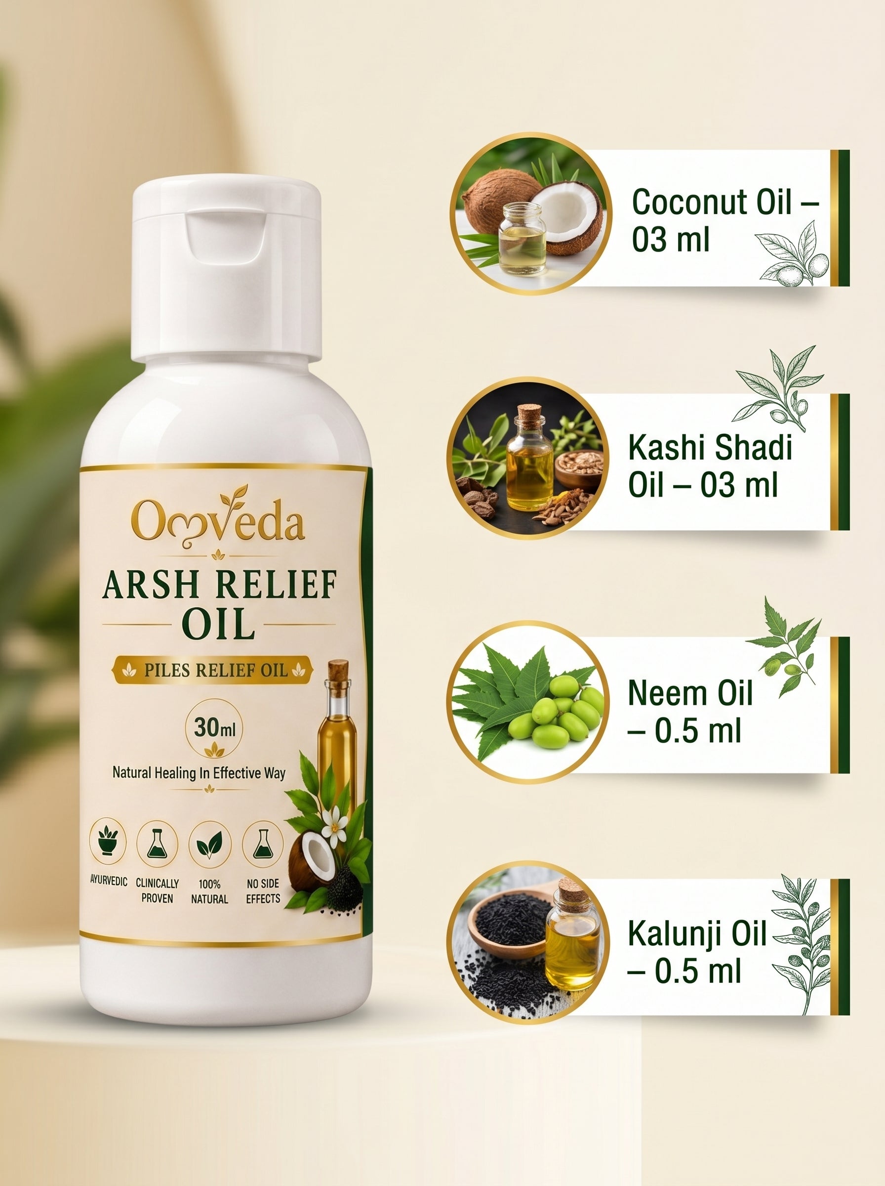 Omveda Arsh Relief Oil – Ayurvedic Care for Piles & Anal Discomfort (30ml)