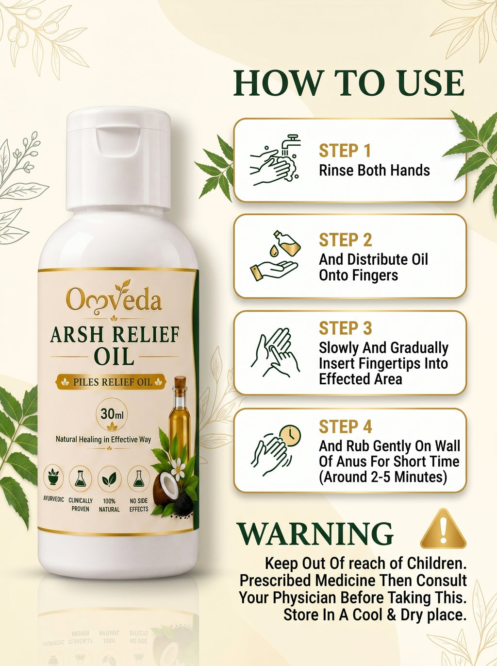 Omveda Arsh Relief Oil – Ayurvedic Care for Piles & Anal Discomfort (30ml)