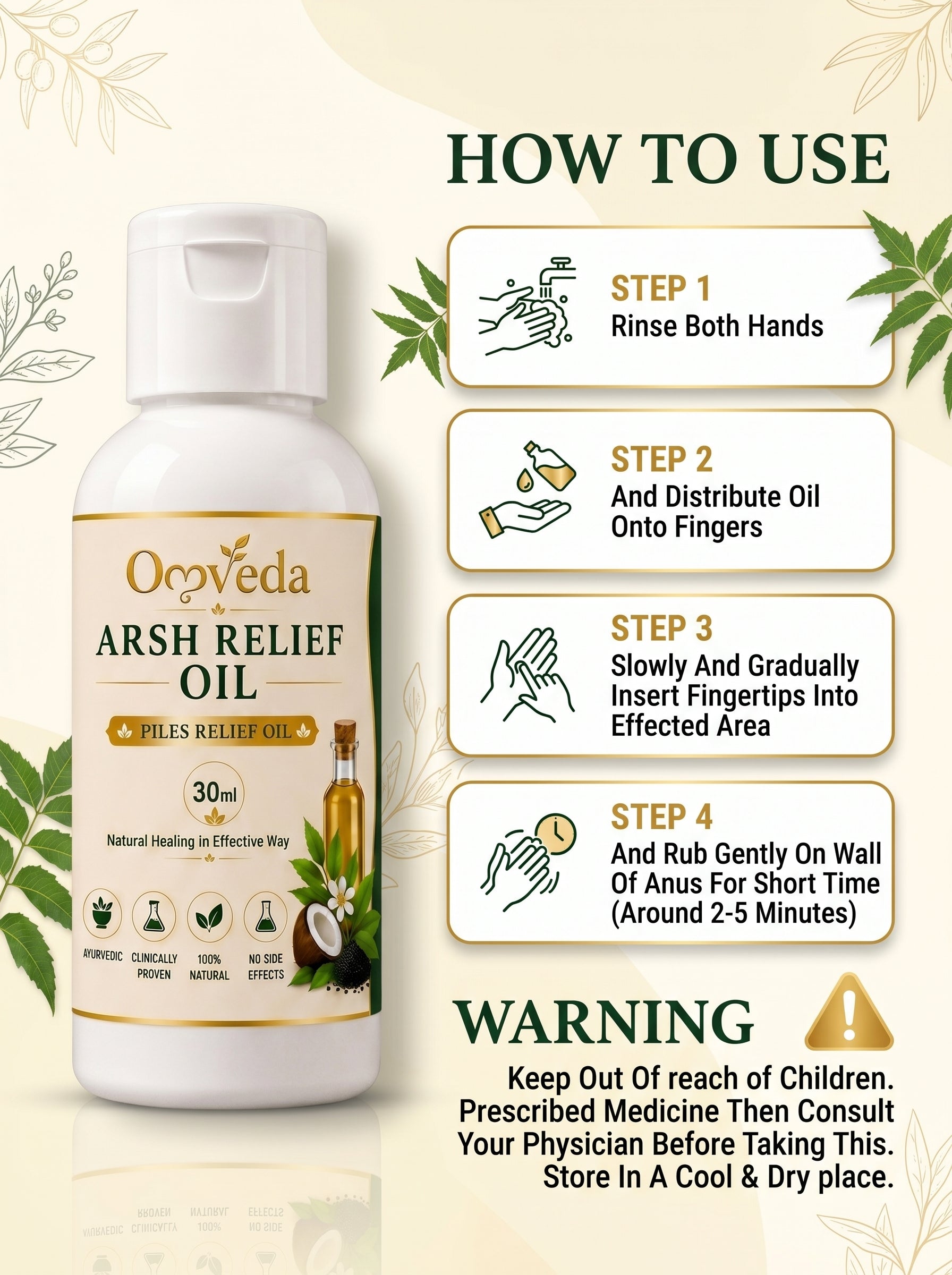 Omveda Arsh Relief Oil – Ayurvedic Care for Piles & Anal Discomfort (30ml)