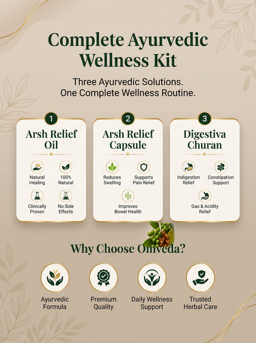 Omveda Complete Piles Care Kit – Ayurvedic Support for Piles Relief & Digestive Wellness