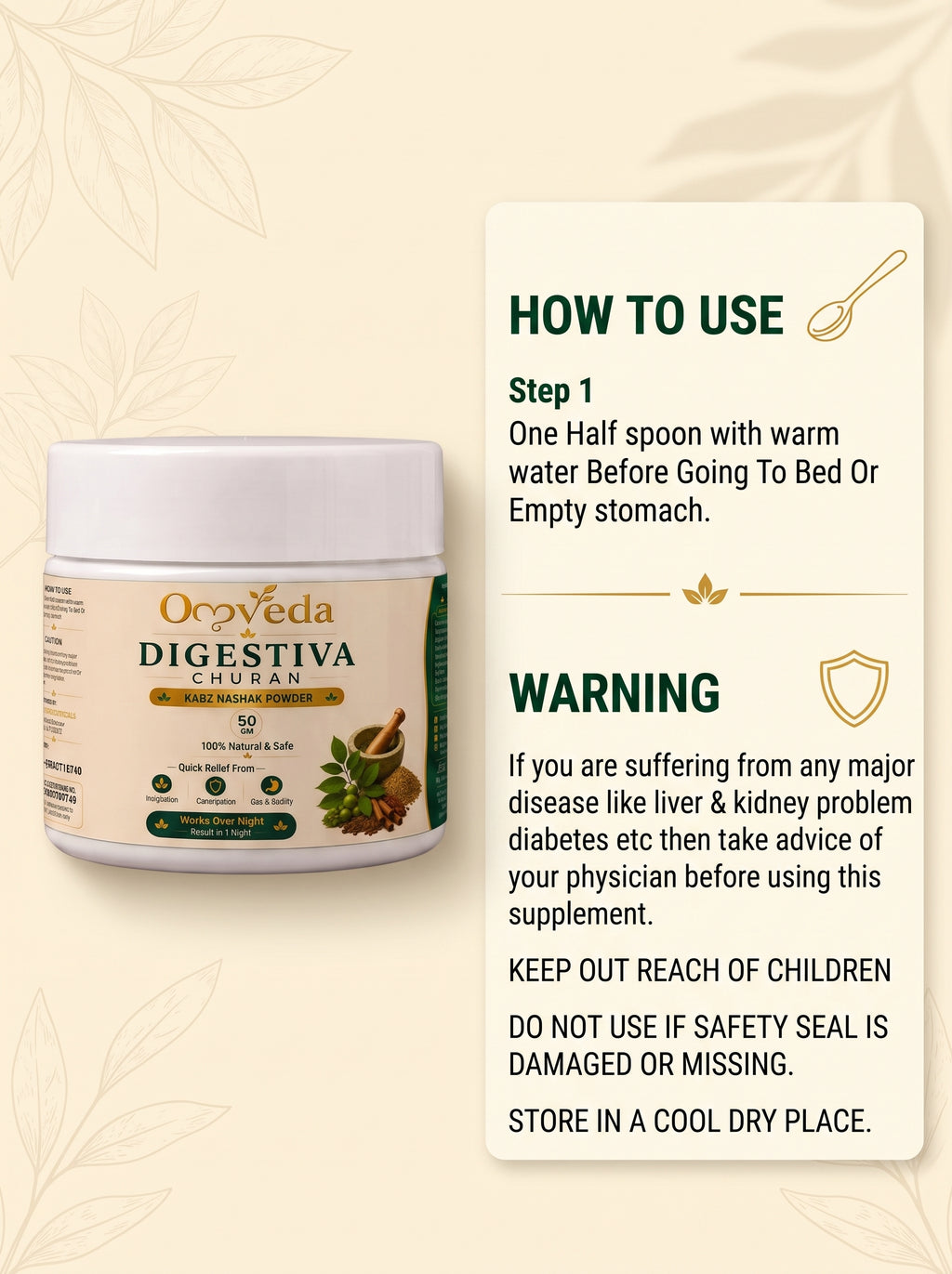 Digestiva Churan – Ayurvedic Herbal Powder for Constipation, Gas & Indigestion (50g)