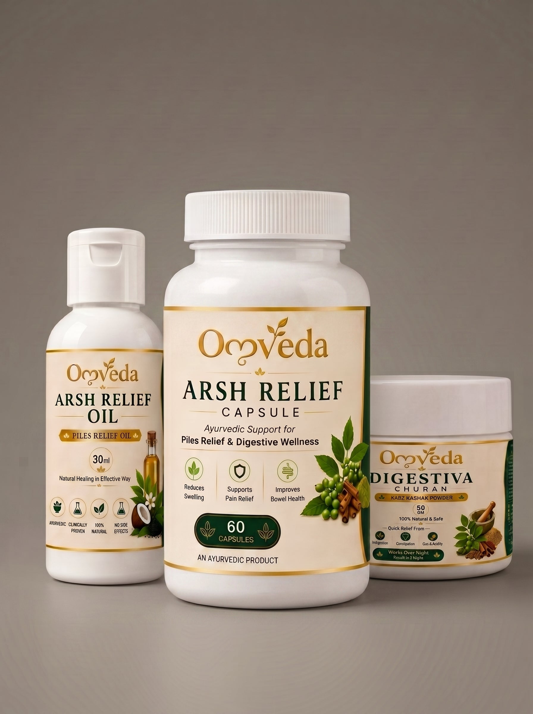Omveda Complete Piles Care Kit – Ayurvedic Support for Piles Relief & Digestive Wellness